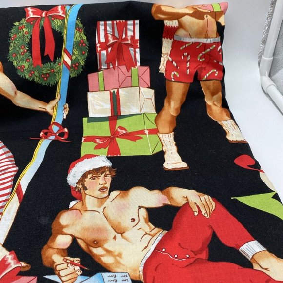 Fabric Christmas Tree Gay Pride Sexy Male Pin Up Santa Wreath Alexander Henry - Picture 3 of 7